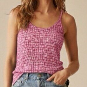 Geometric Boho Old Navy Pink White Rayon Tank Cami Top Size M Medium